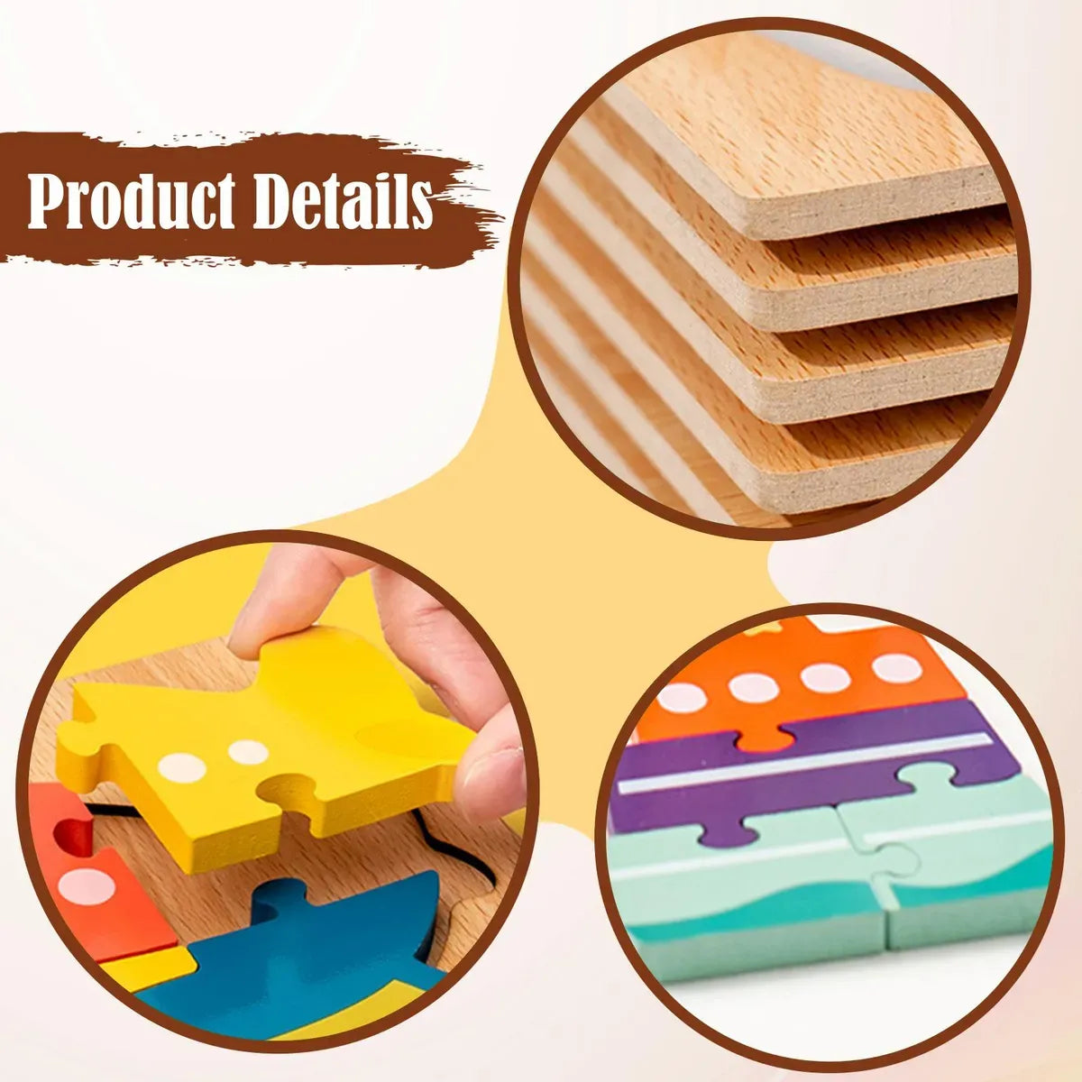 Juguete De Madera Con Diseño Animales Didáctica Rompecabeza