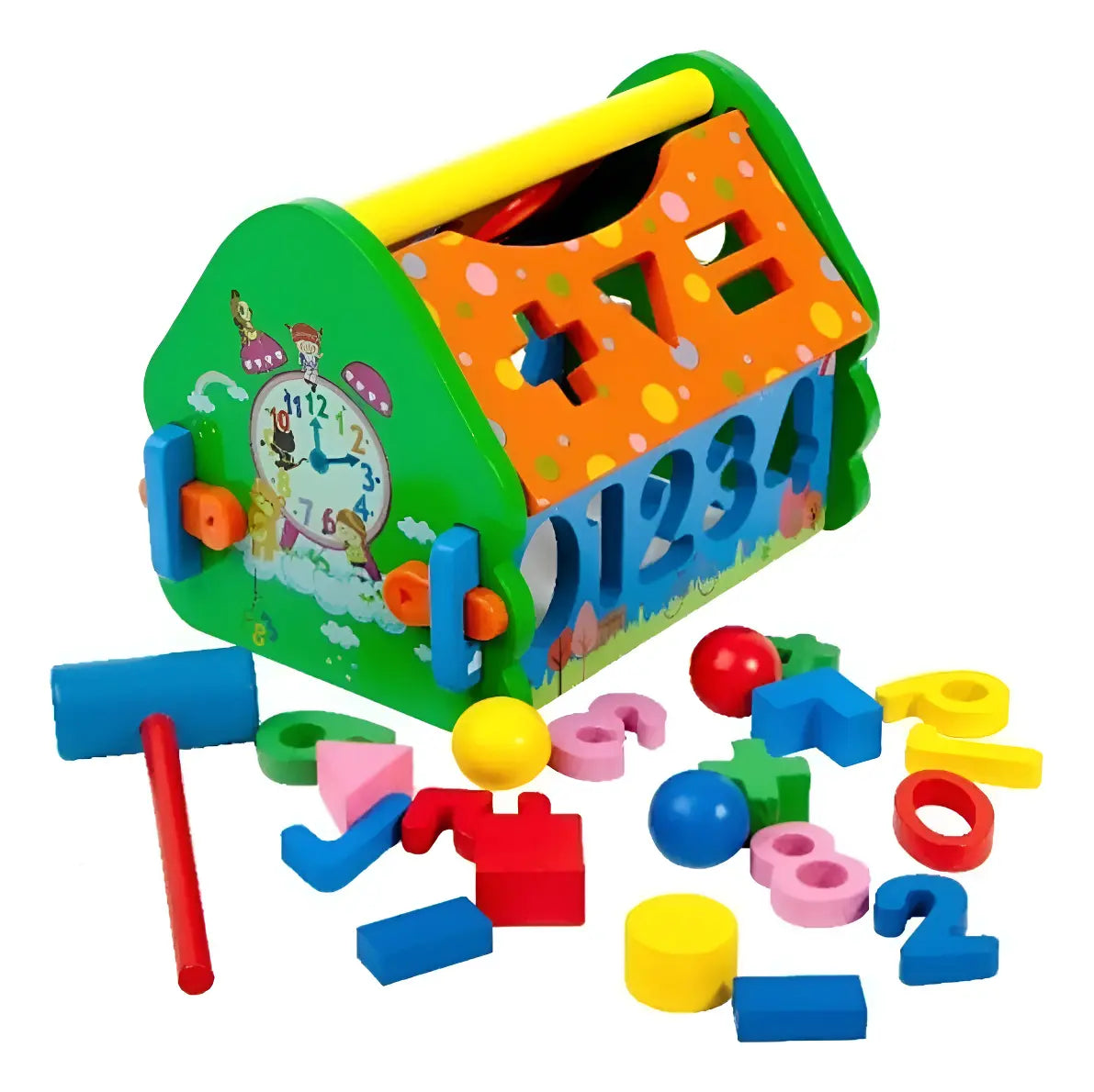 Casa Encaje Pelotas Madera Motricidad Niños Juego Didactico