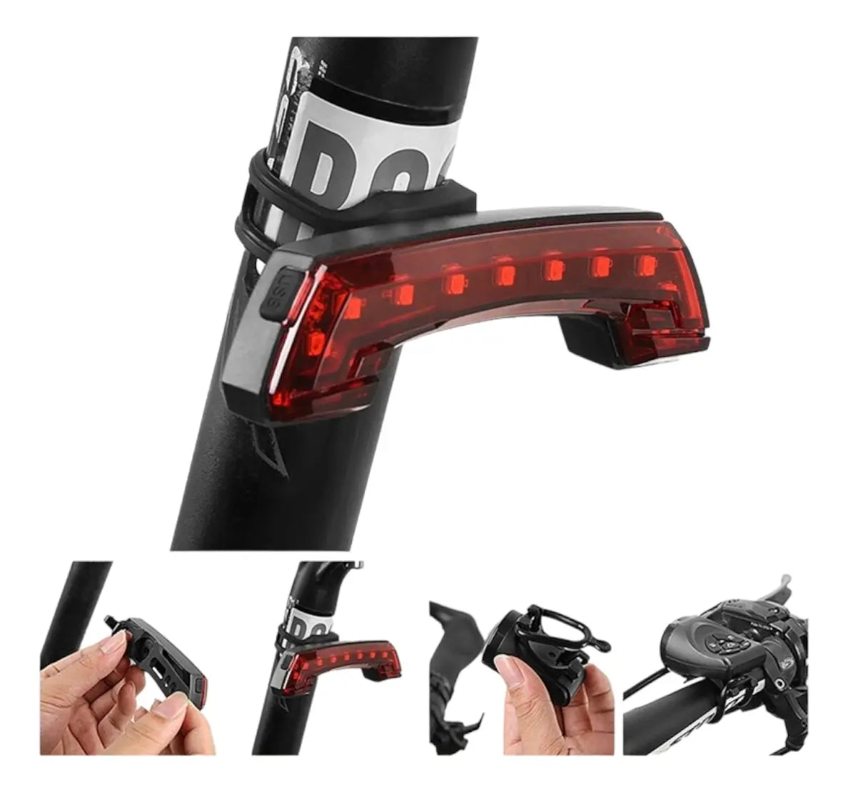 Luz Trasera Led Bicicleta Con Señalización Y Bocina