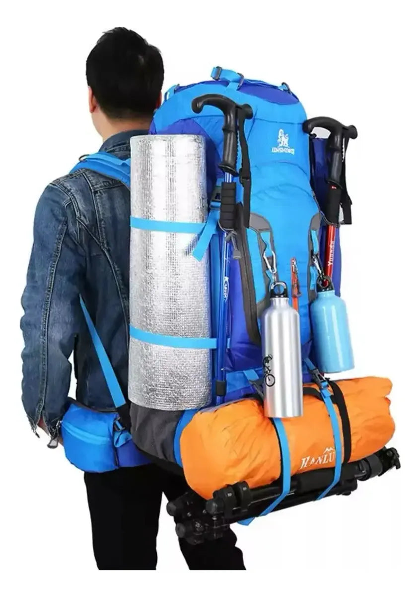 Mochila De Camping Y Trekking Mochilero Viaje 80 Lts Tactica