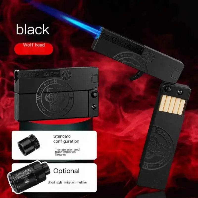 Encendedor Soplete Plegable Pistola Recargable Con Cigarrera