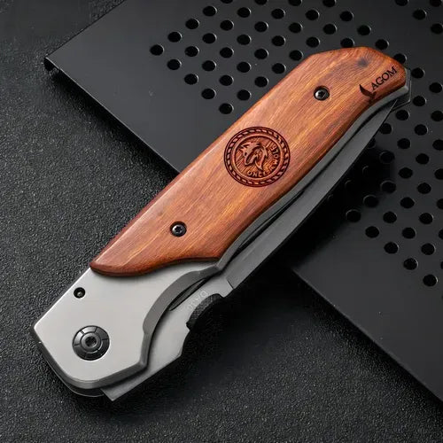 Cuchillo Navaja Semi Automático Tallado Madera De Acero