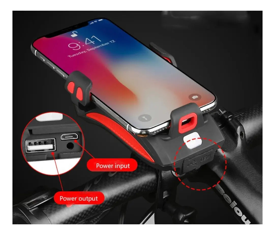 Luz Delantera Con Bocina Banco De Poder Y Porta Celular
