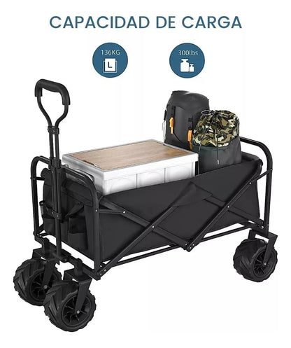 Carro Para Compras Plegable Grande Para Camping Con Ruedas Reforzadas