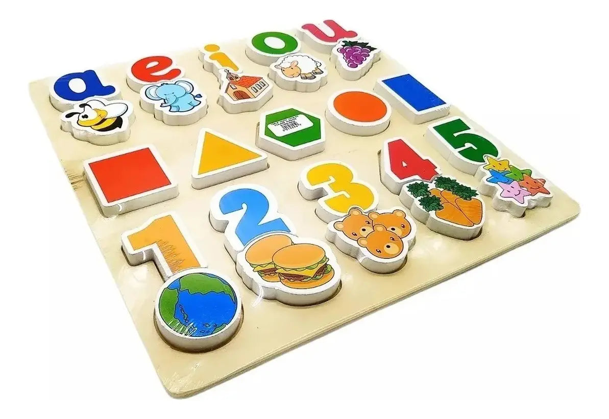 Juguete Puzzles Didáctico De Madera Numero Vocales