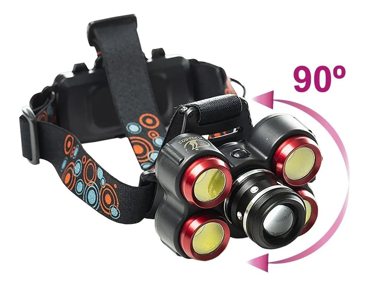 Linterna Frontal Recargable Minera Foco Cabeza 5led Zoom