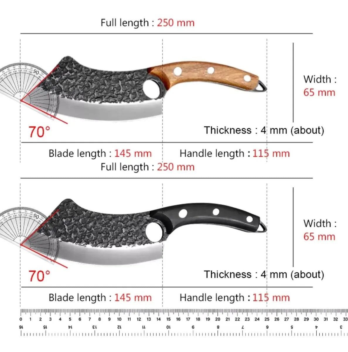 Cuchillo Carnicero Acero Inoxidable Mango Madera + Funda