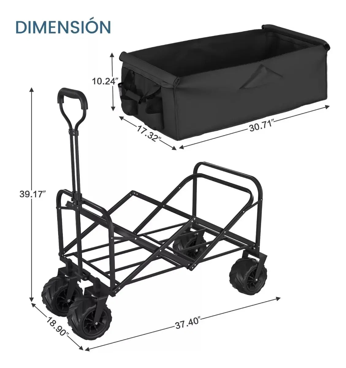 Carro Para Compras Plegable Grande Para Camping Con Ruedas Reforzadas
