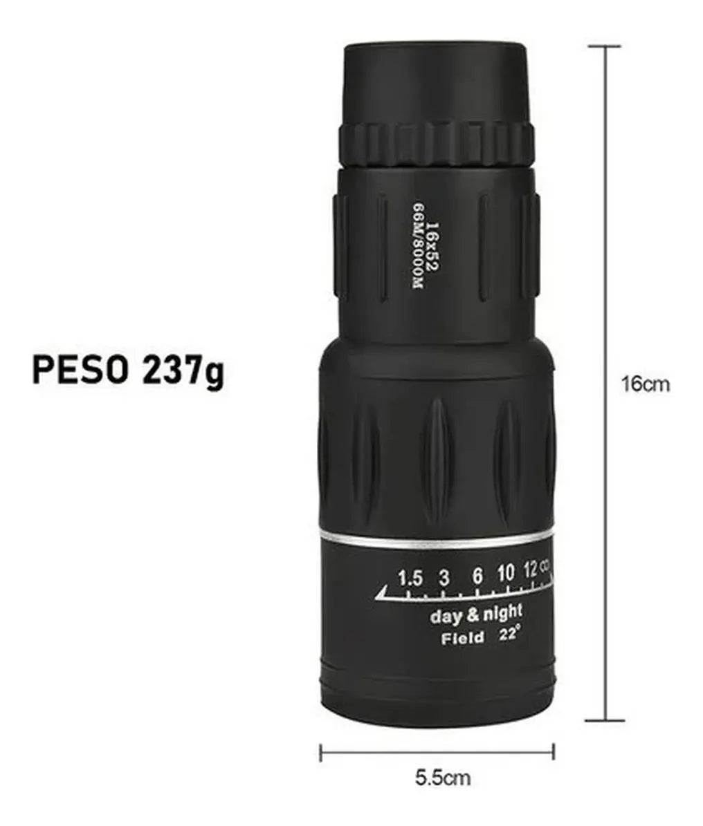 Monocular Waterproof Zoom 16x52 Comet 66m/8000m Color Negro