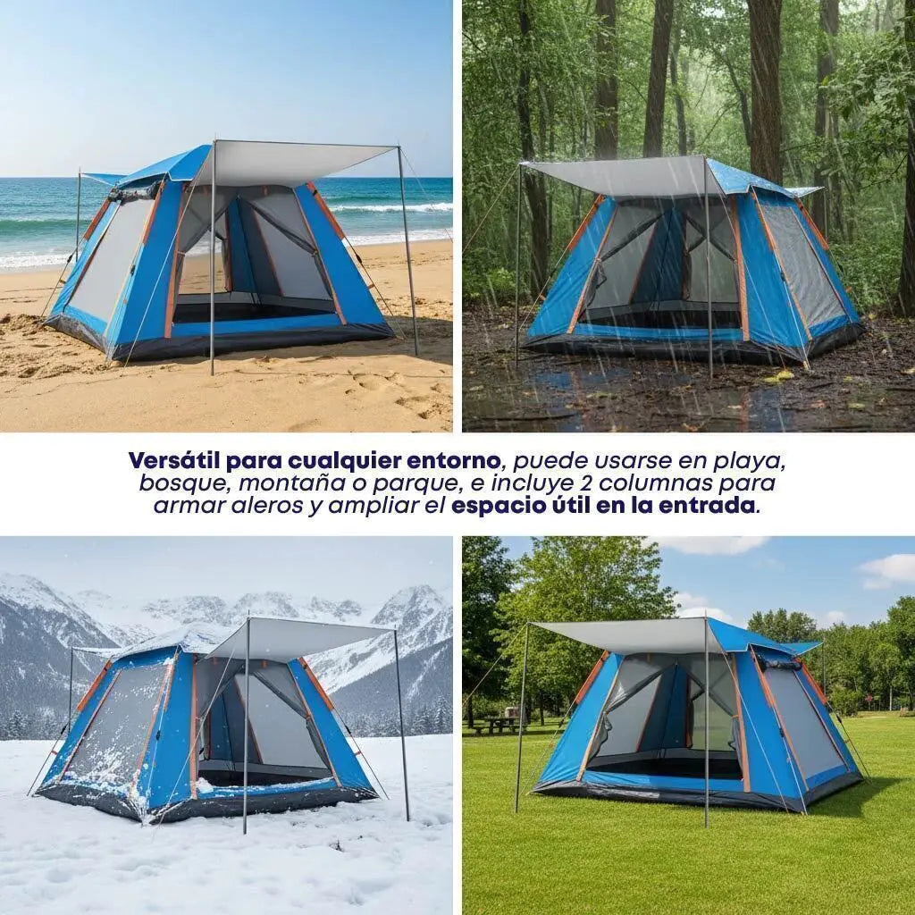Carpa Auto Armable De Camping Impermeable Para 6 Personas 245x245x154cm