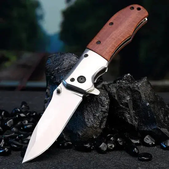 Cuchillo Táctico Browning Navaja Acero Liso Mango De Madera
