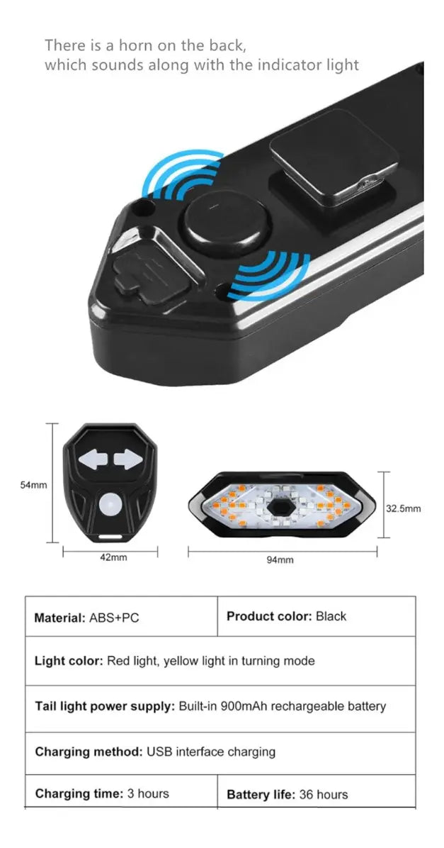 Luz Trasera Señal De Giro Para Bicicleta Luces Led Remotas