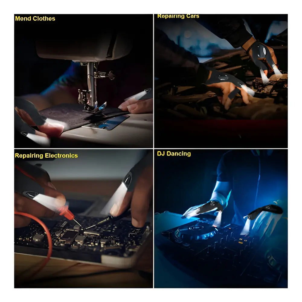 Guantes Linterna Led Multiuso Auto Pesca Moto Emergencias Color de la linterna Blanco