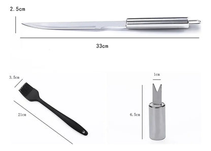 Set Parrillero De 18 Piezas Acero Inoxidable Para Asados Bbq