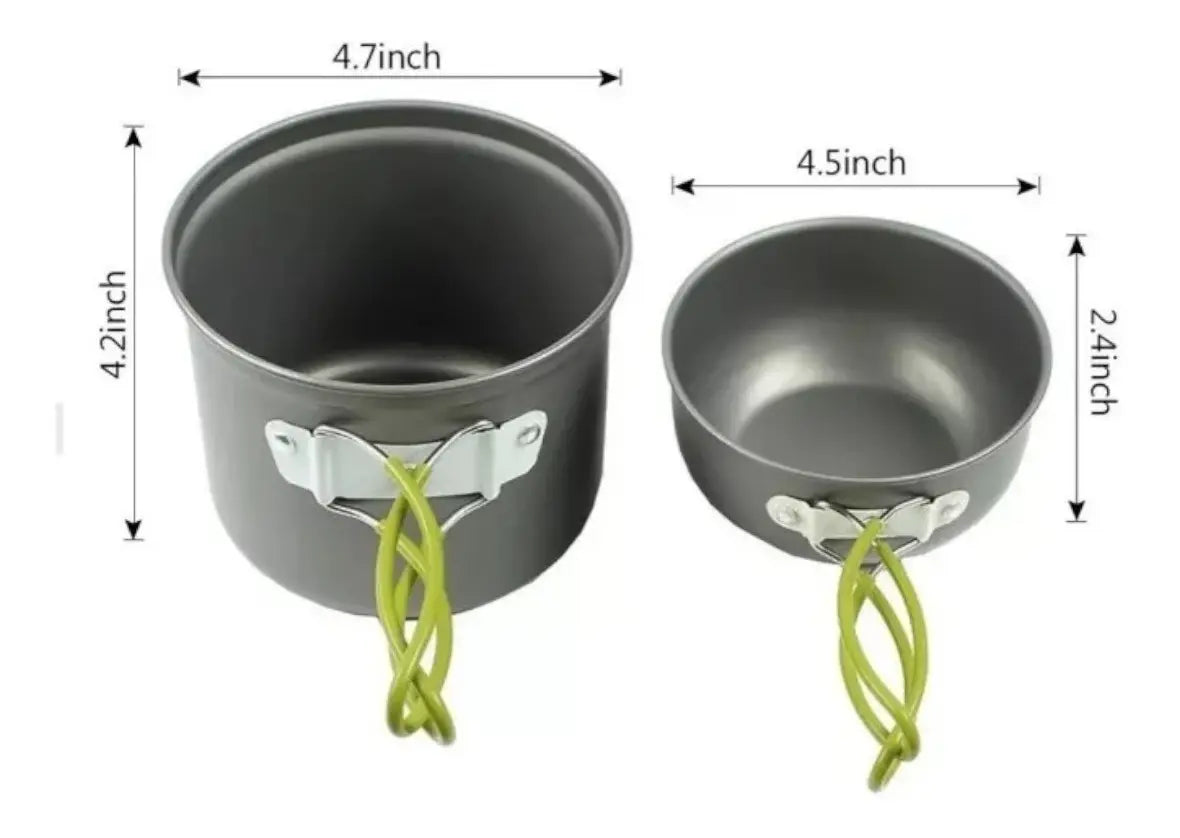 Set Ollas Outdoor Camping 2 Piezas Trekking + Cocinilla