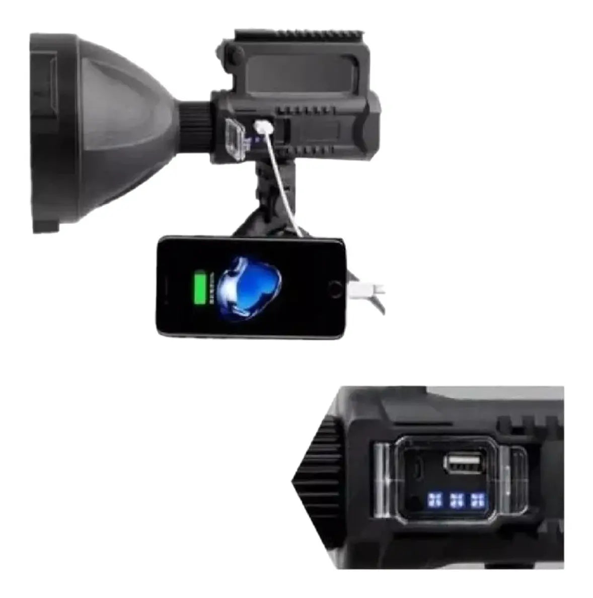 Foco Linterna Led Largo Alcance 600 Metros Usb Trípode Led