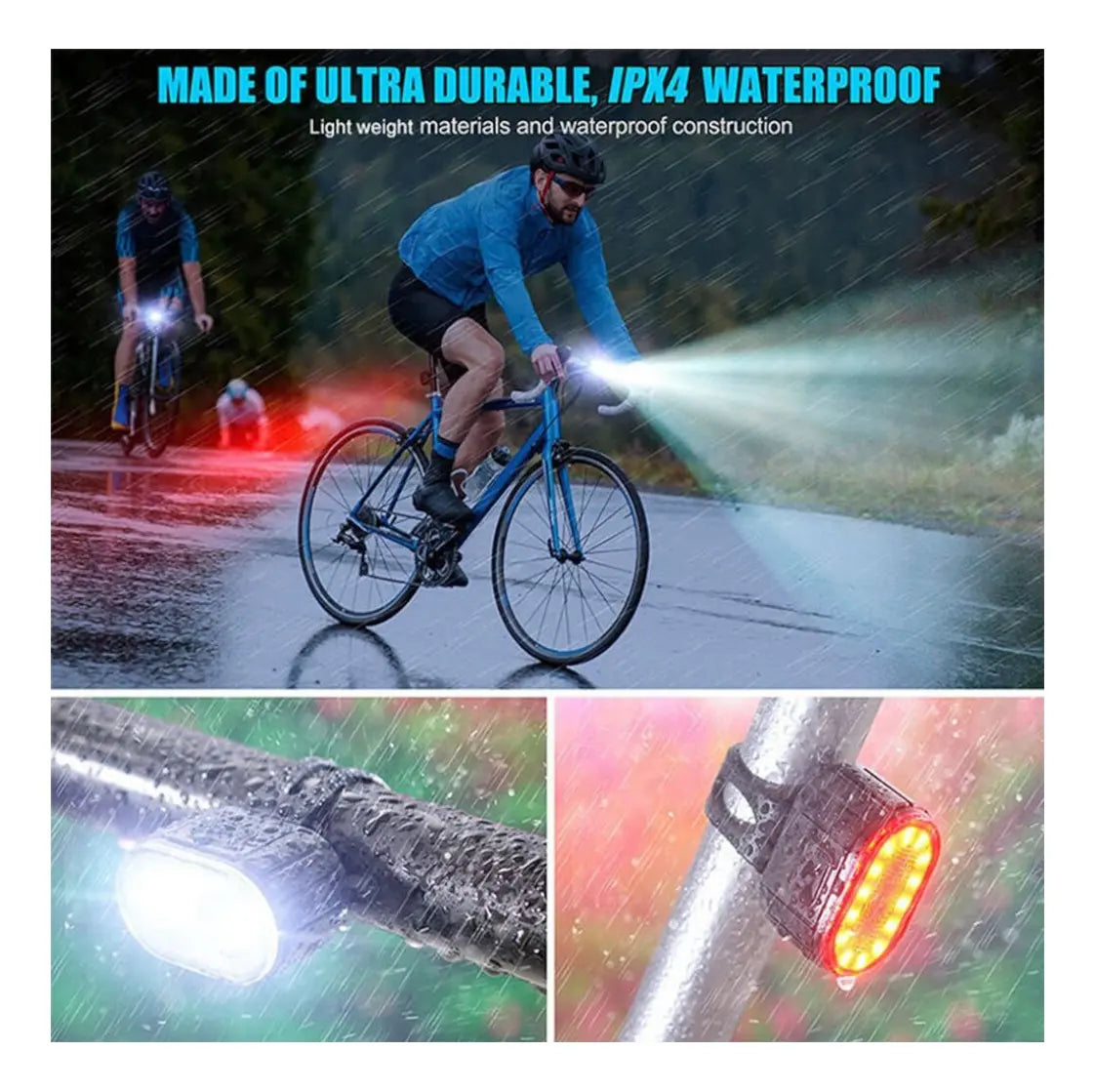 Kit Luz Bicicleta Recargable Juego Luces Led Impermeable