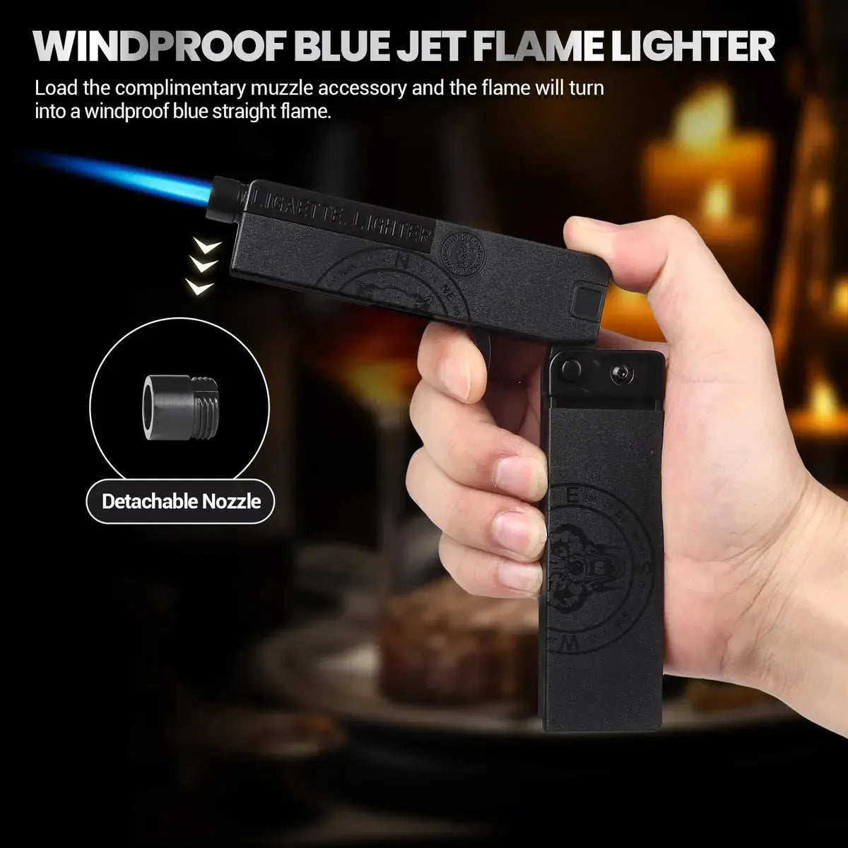 Encendedor Soplete Plegable Pistola Recargable Con Cigarrera
