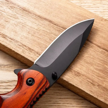 Cuchillo De Acero Inoxidable Mango De Madera Táctico Camping