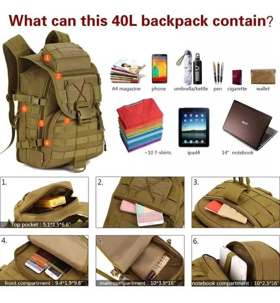 Mochila Táctica Militar Porta Notebook Impermeable Reforzada