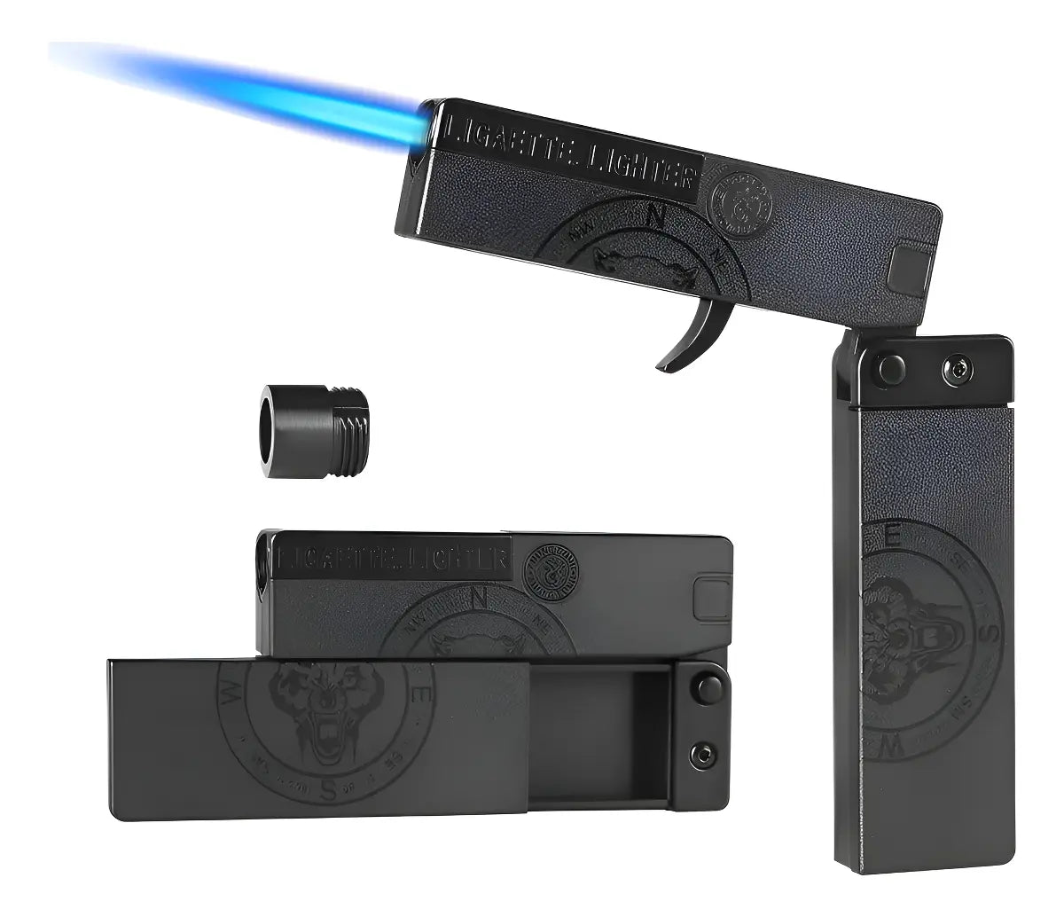 Encendedor Soplete Plegable Pistola Recargable Con Cigarrera