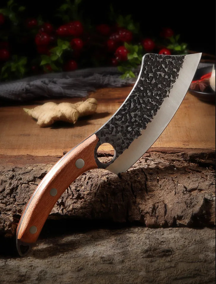 Cuchillo Carnicero Acero Inoxidable Mango Madera + Funda