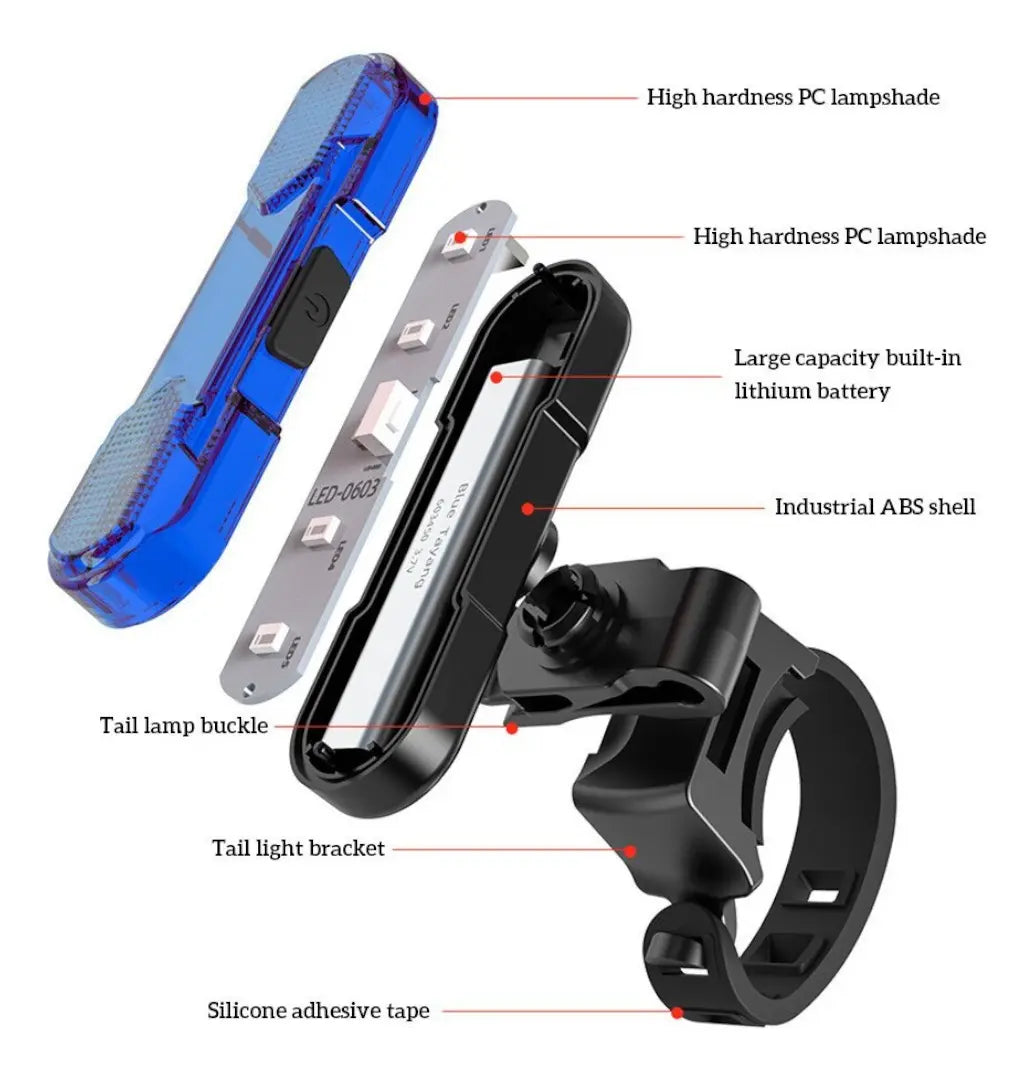 Luz Trasera Led Recargable Bicicleta Impermeable Usb