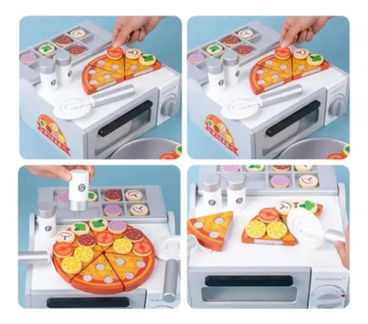 Horno Para Pizza Juguete Niños De Madera Juego Didactico