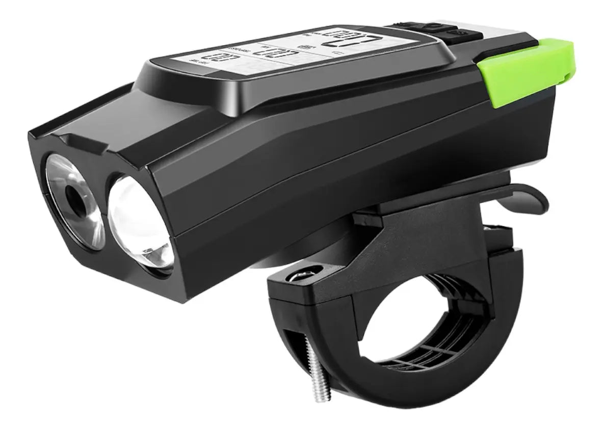 Luz Led Delantera Recargable Bocina Velocímetro Bicicleta