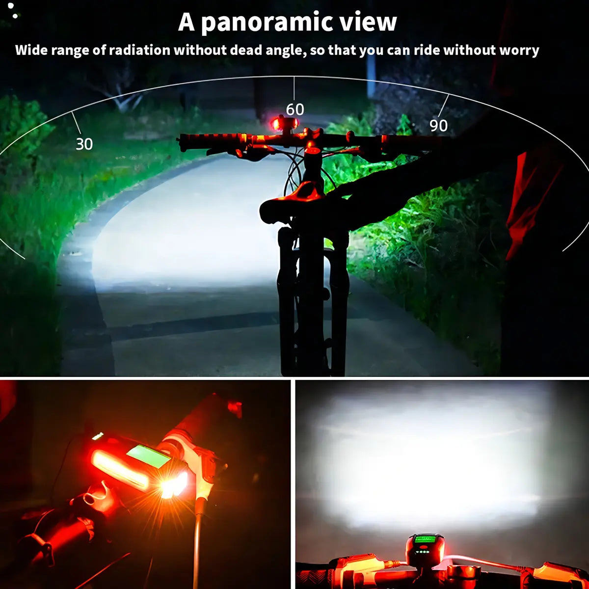 Luz Con Velocímetro Y Bocina Recargable Scooter Bici Bike Color Negro