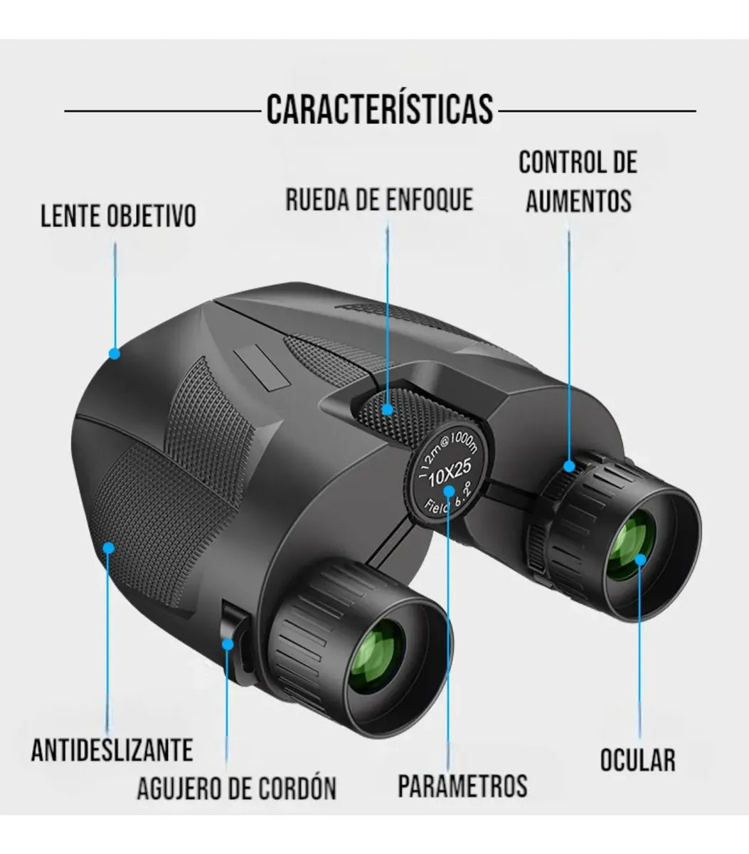 Binoculares Profesionales 10x25 De Largo Alcance 112m/1000m