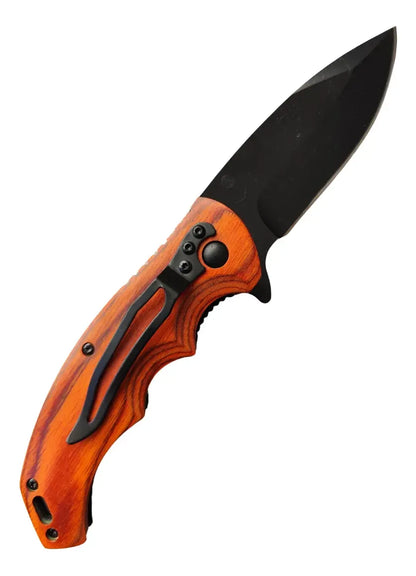 Cuchillo De Acero Inoxidable Mango De Madera Táctico Camping