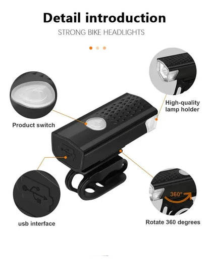 Luz Delantera De Bicicleta Recargable Por Usb