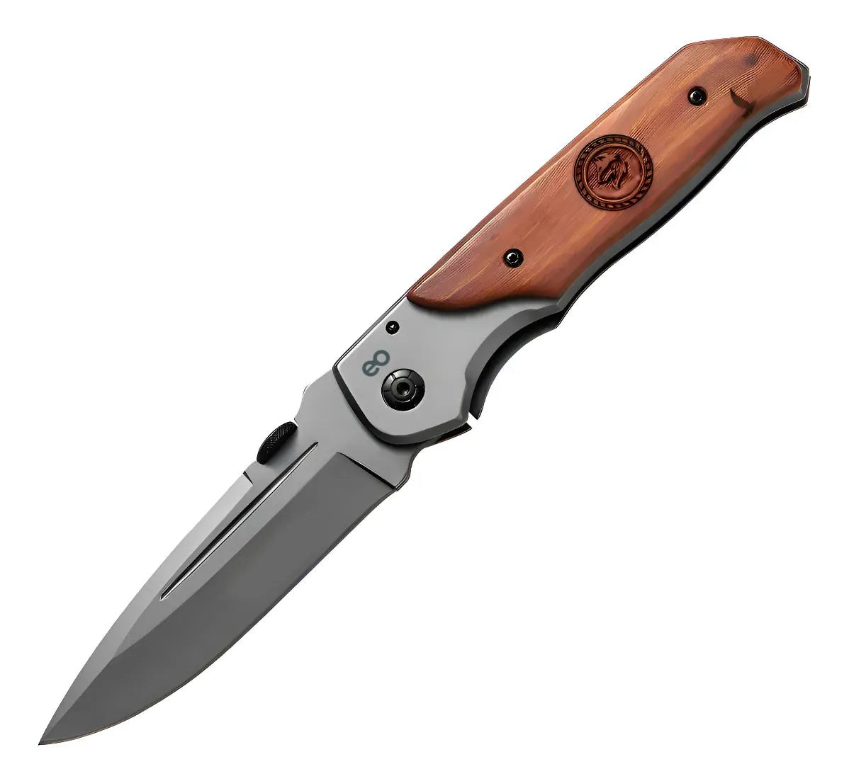 Cuchillo Navaja Semi Automático Tallado Madera De Acero