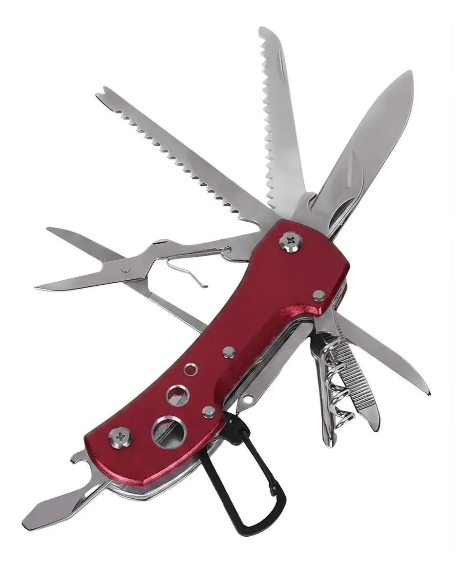 Cuchillo Navaja 15 En 1 Multiusos Con Mosquetón Y Tijera