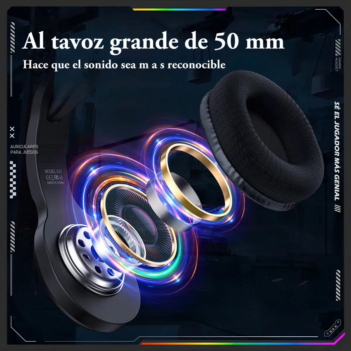 Audifono Gamer Profesional Onikuma X31 Microfono Hd Luz Rgb Negro X31