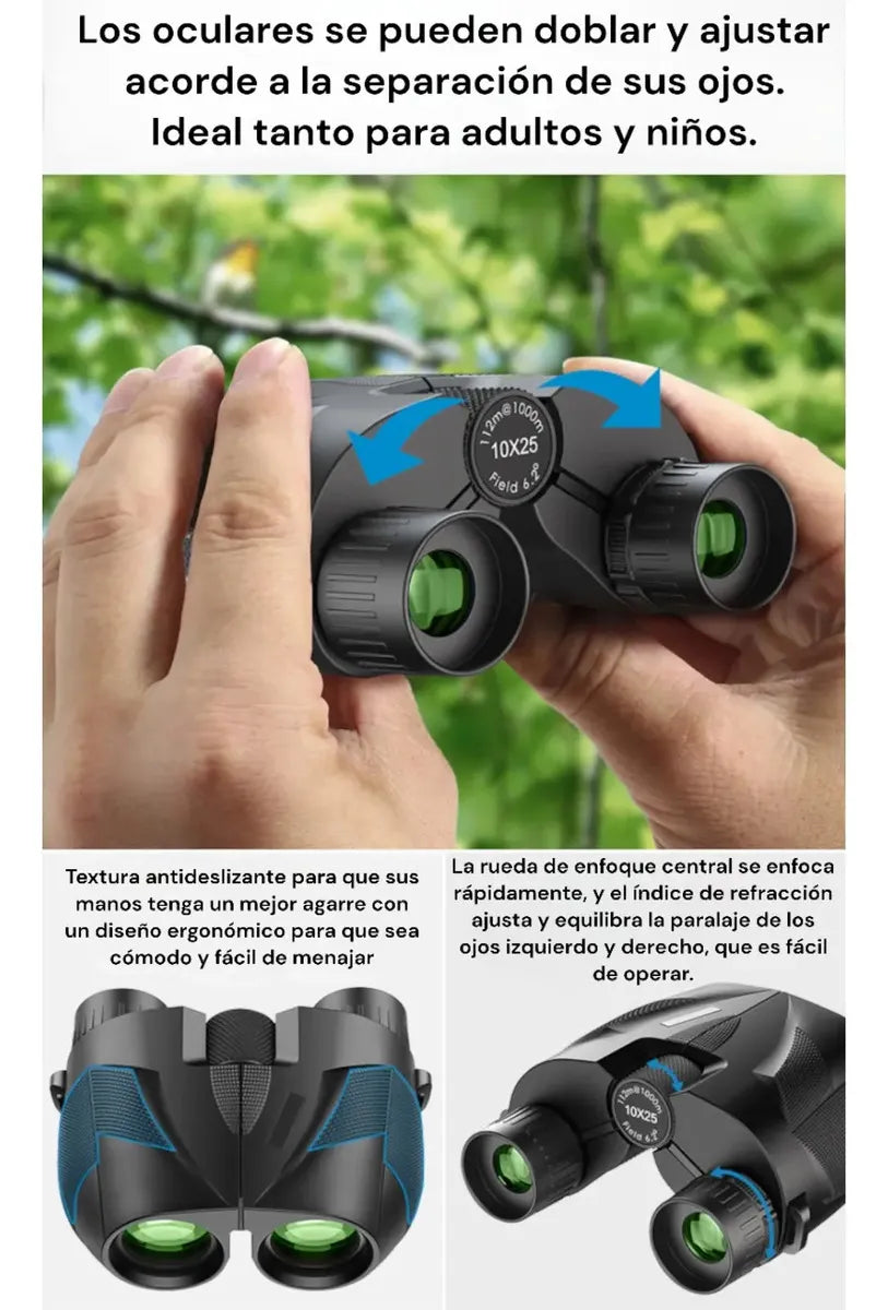 Binoculares Profesionales 10x25 De Largo Alcance 112m/1000m