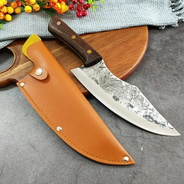 Cuchillo Carnicero Mango Madera Acero Forjado Profesional