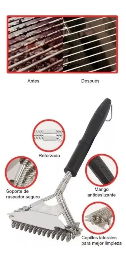 Cepillo Limpiador De Parrilla Quita Oxido Bbq Asado Limpieza