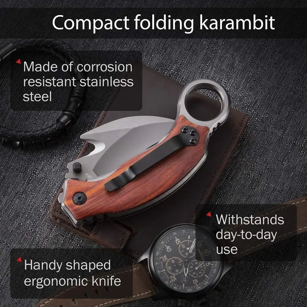 Navaja Karambit Acero Inoxidable Semi-automático Para Caza