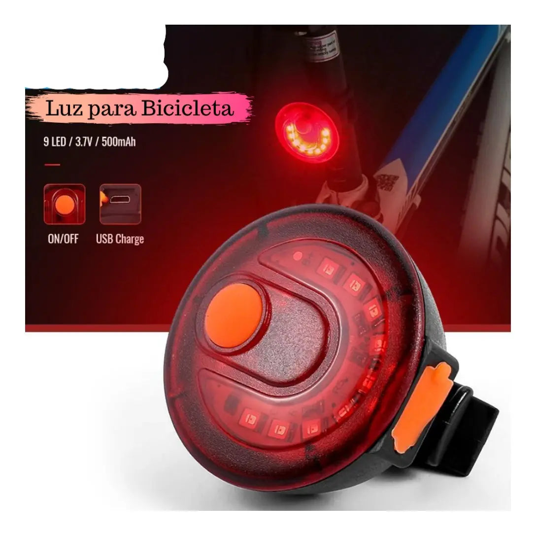 Luz Trasera Roja Redonda Led Recargable Usb Bicicleta