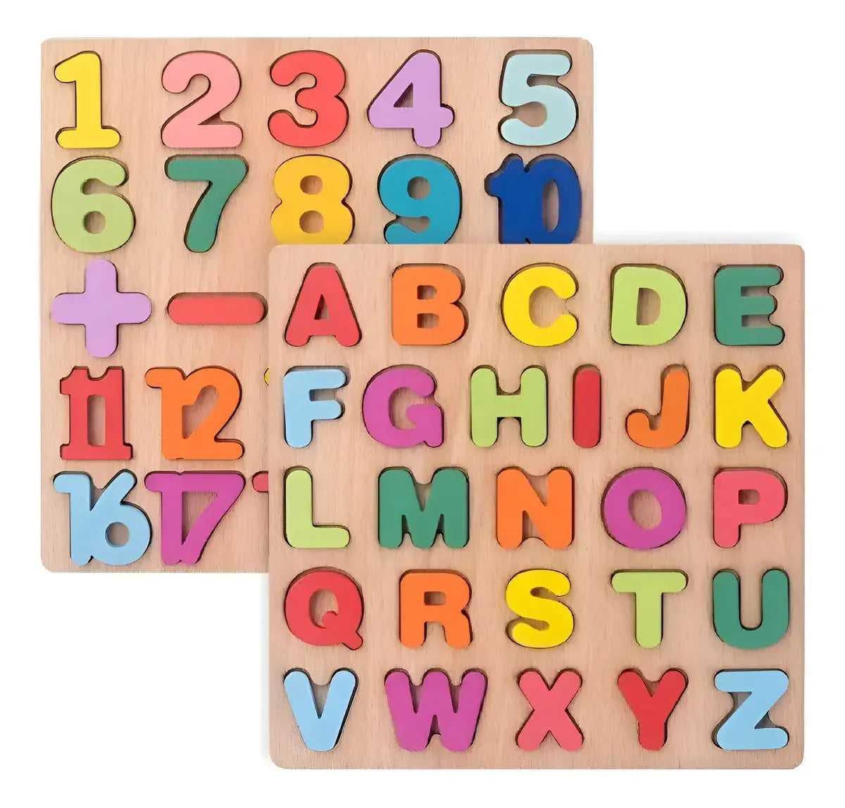 Set Tabla Encaje Didáctico Madera Letras + Numeros