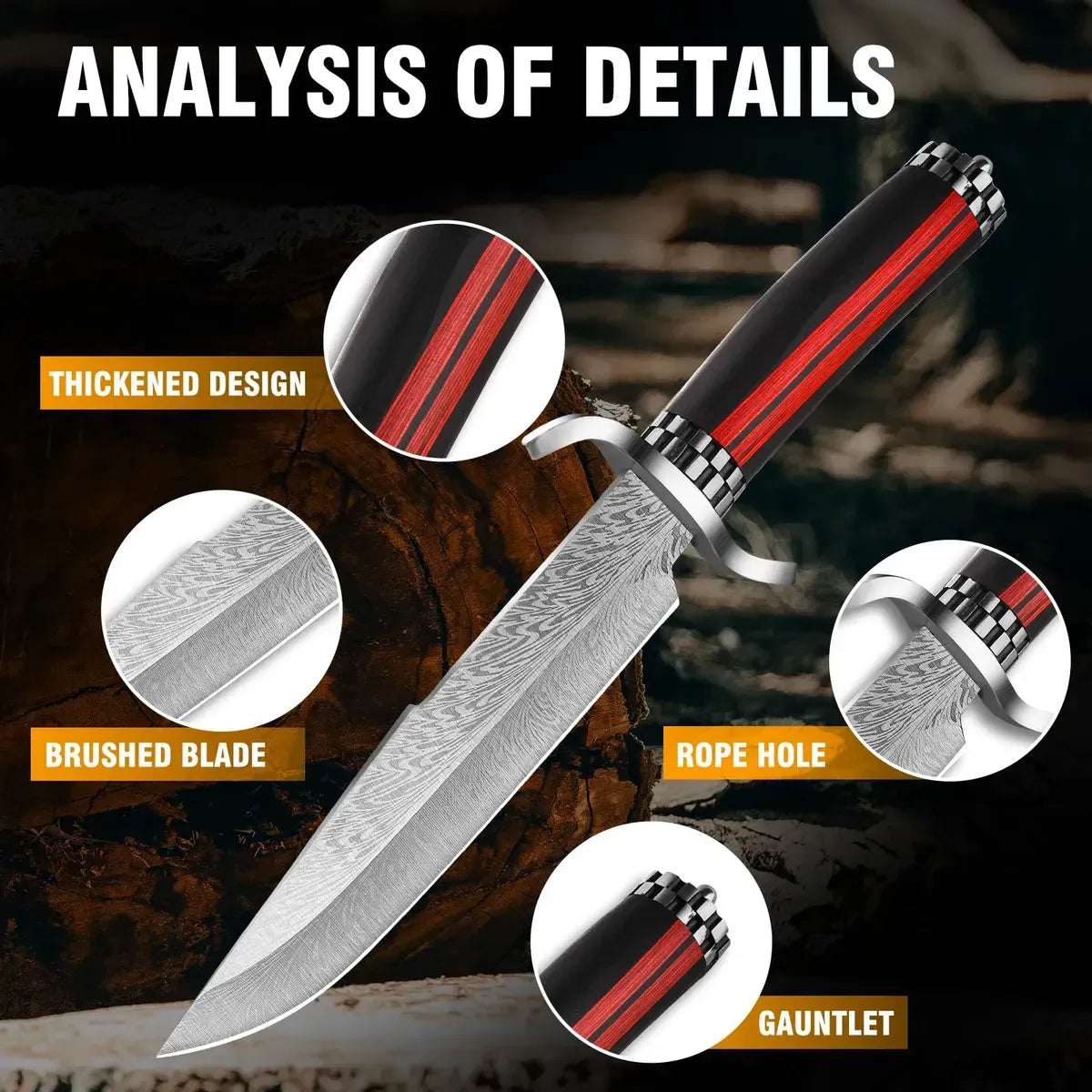 Cuchillo Deportivo De Caza Acero Inoxidable + Funda Táctica