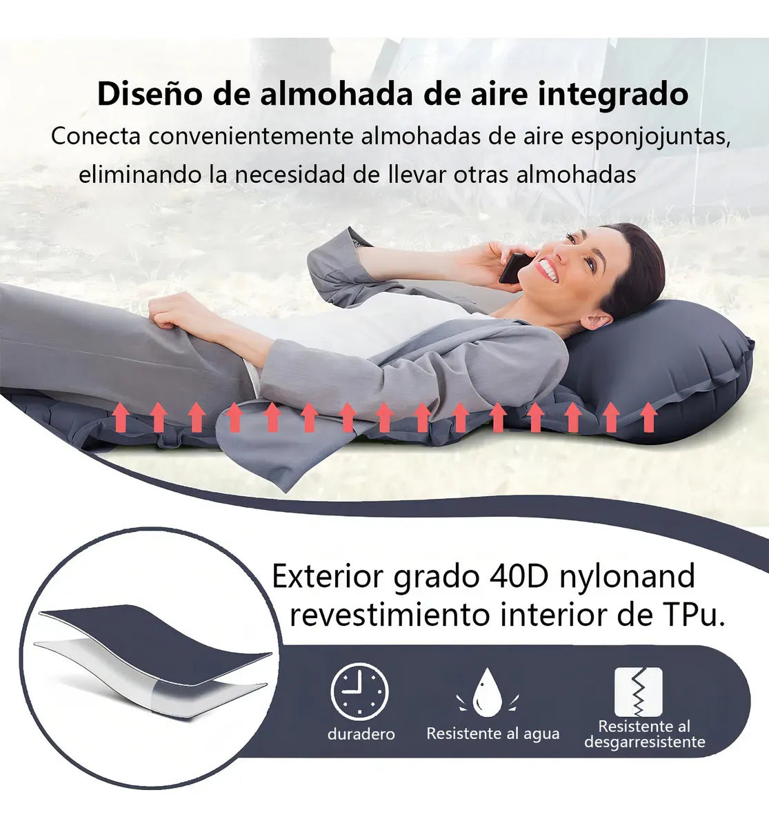 Colchoneta Inflable Plegable Outdoor Camping Trekking