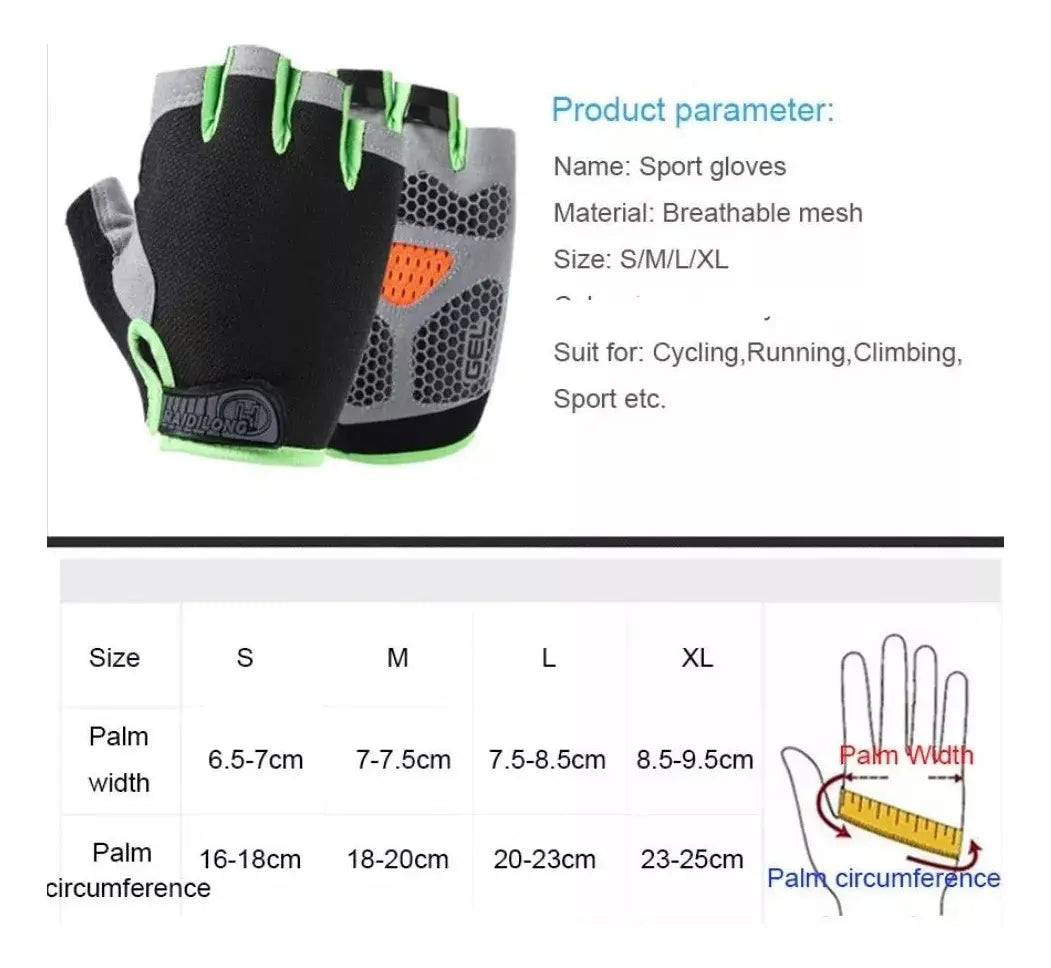 Guantes Cortos Para Deportes Ciclismo Gym Antideslizantes