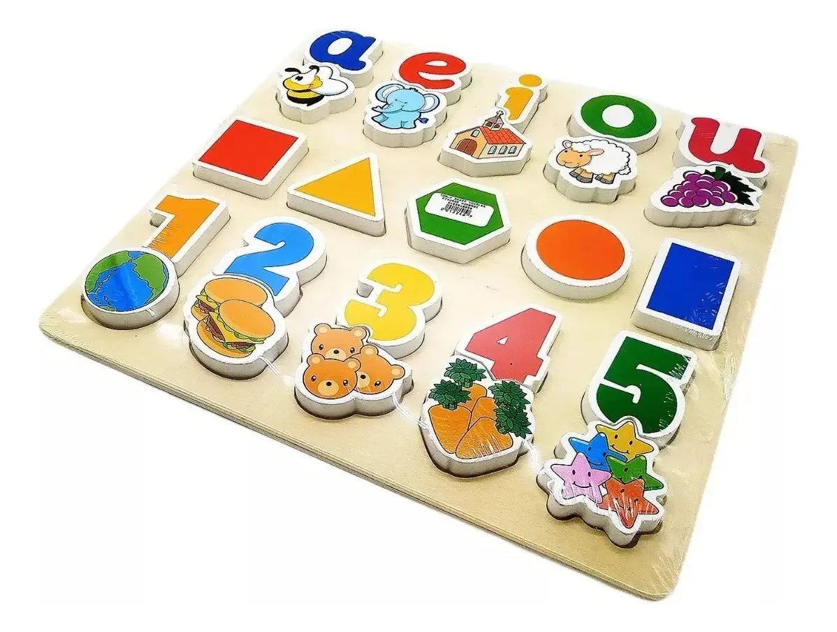 Juguete Puzzles Didáctico De Madera Numero Vocales