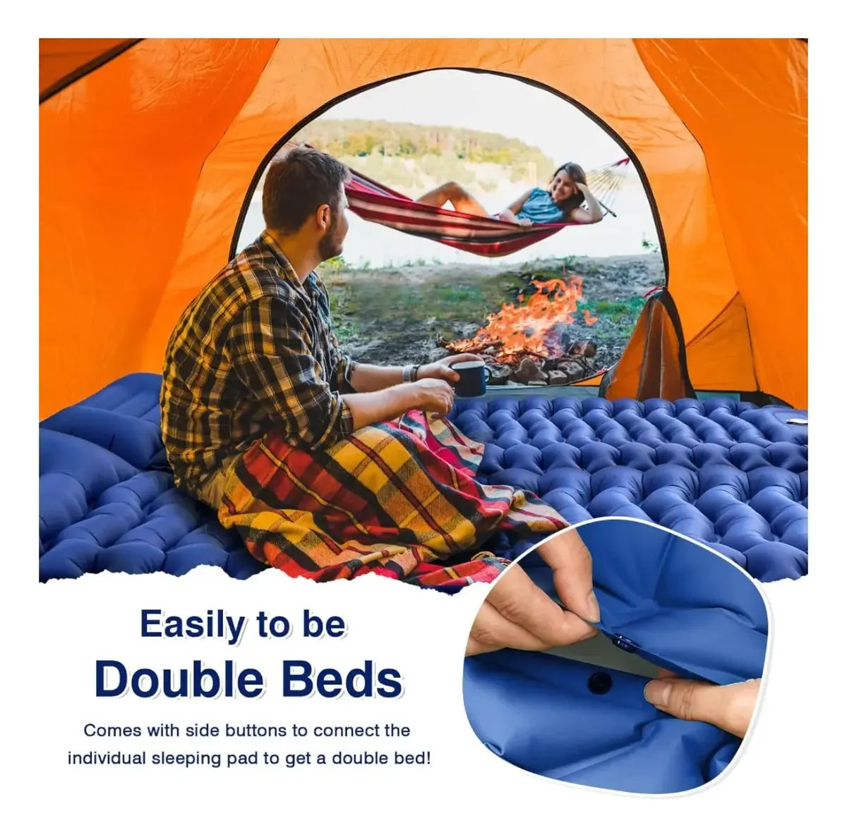 Colchoneta Inflable Plegable Con Bomba De Pie Incorporada
