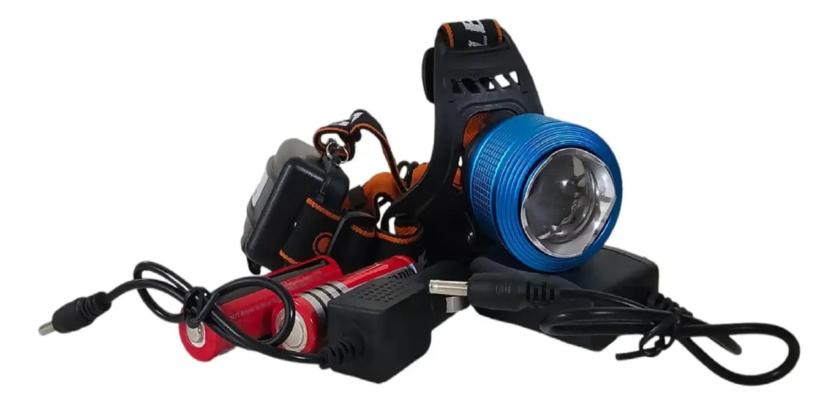 Linterna Frontal Para Cabeza 1000mts Zoom, Led Blanco Y Azul