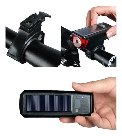 Luz Delantera Bicicleta Con Bocina Recargable Solar Usb