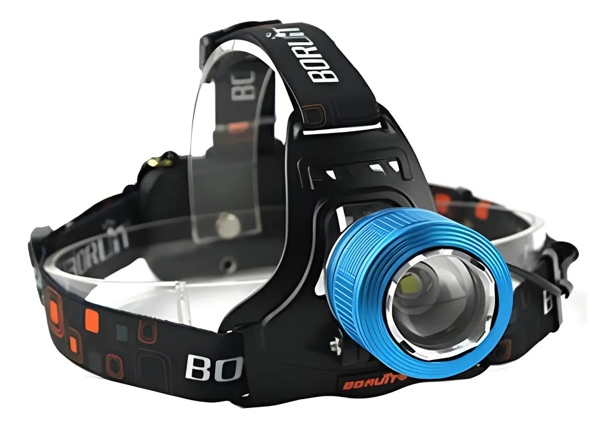 Linterna Frontal Para Cabeza 1000mts Zoom, Led Blanco Y Azul